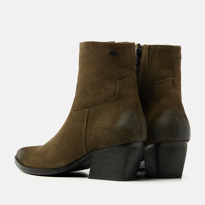 Alix Dames Enkellaarsjes Suede Khaki