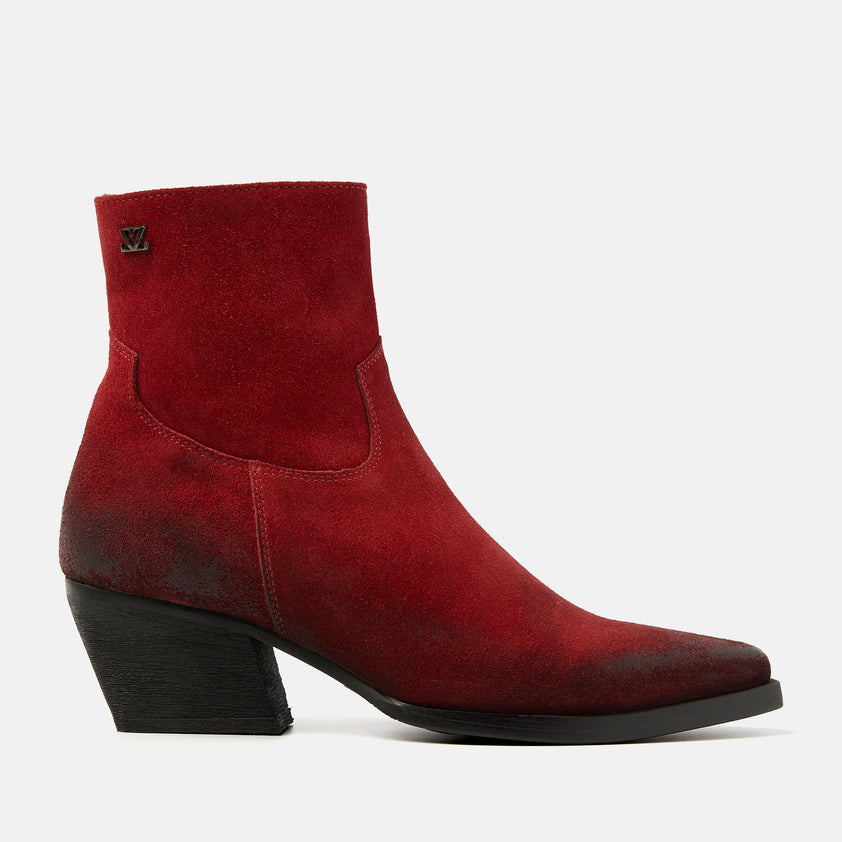 Alix Dames Enkellaarsjes Suede Red