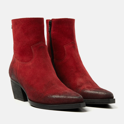 Alix Dames Enkellaarsjes Suede Red