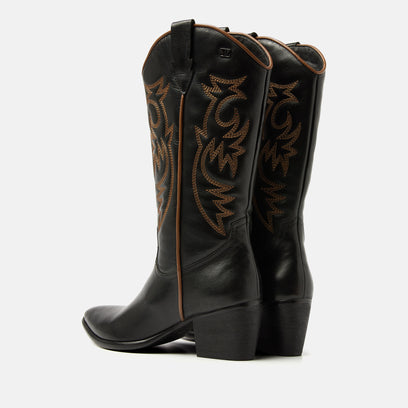 Gisele Dames Cowboy Laarzen Leer Black