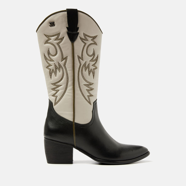 Gisele Dames Cowboy Laarzen Leer Off-White