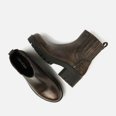 Fey Dames Chelsea Boots Leer Bronze