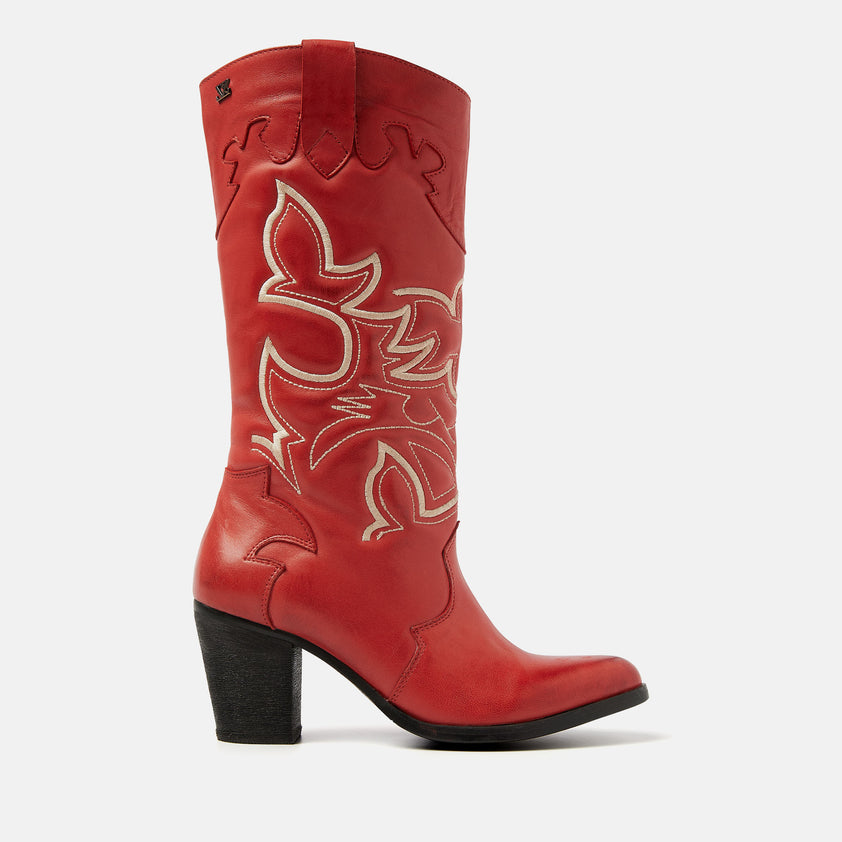 Ariane Dames Cowboy Laarzen Leer Red