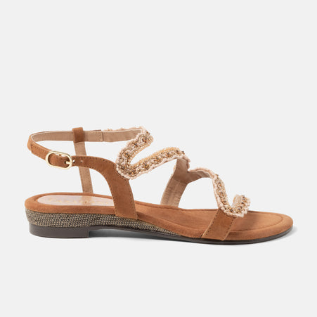 Camila Dames Sandalen Suede Cognac
