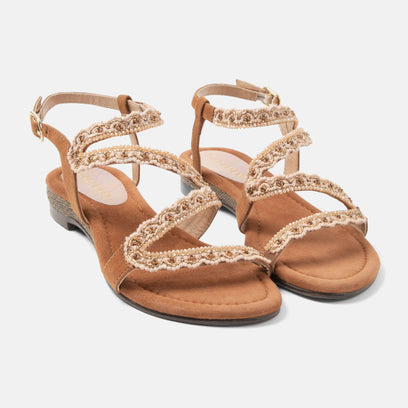 Camila Dames Sandalen Suede Cognac