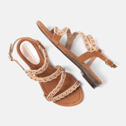 Camila Dames Sandalen Suede Cognac