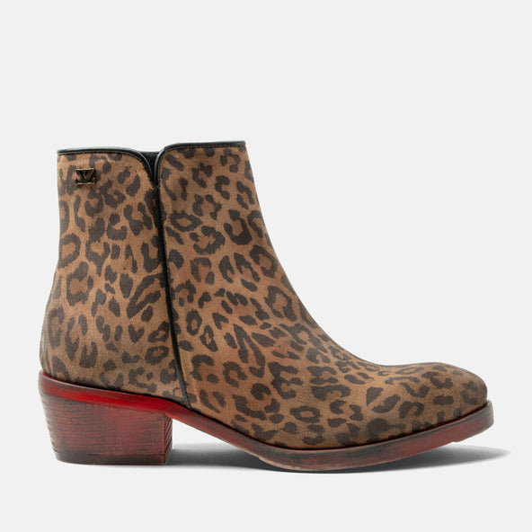 Sara Dames Enkellaarsjes Suede Tan/Leo