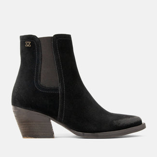 Annie Dames Enkellaarsjes Suede Black