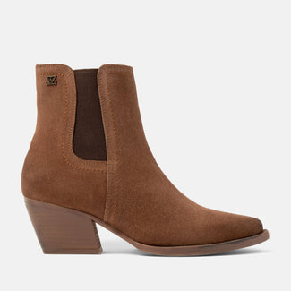 Annie Dames Enkellaarsjes Suede Tan