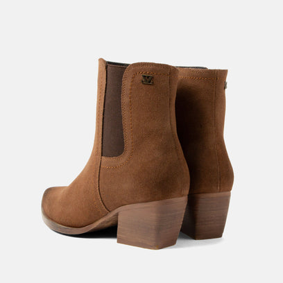Annie Dames Enkellaarsjes Suede Tan