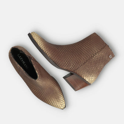 Phoebe Dames Enkellaarsjes Leer Gold/Brown