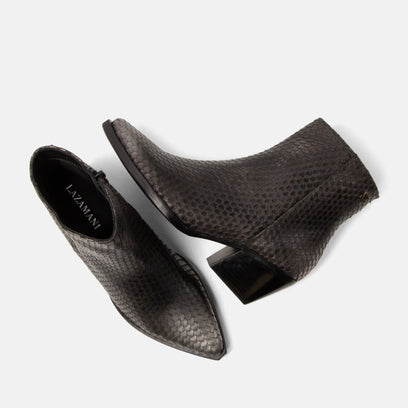 Phoebe Dames Enkellaarsjes Leer Silver/Black