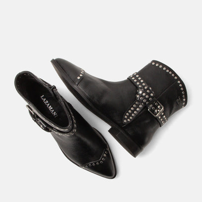 Zora Dames Enkellaarsjes Leer Black