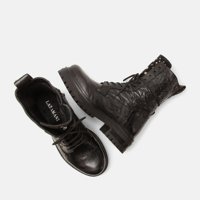 Lex Dames Veterboots Leer Black