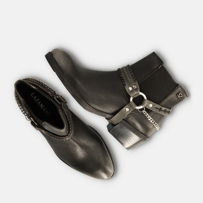 Emmi Dames Enkellaarsjes Leer Pewter