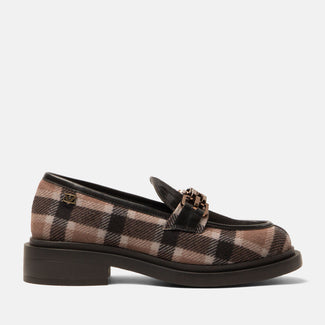 Oxford Dames Loafers Tartan Black