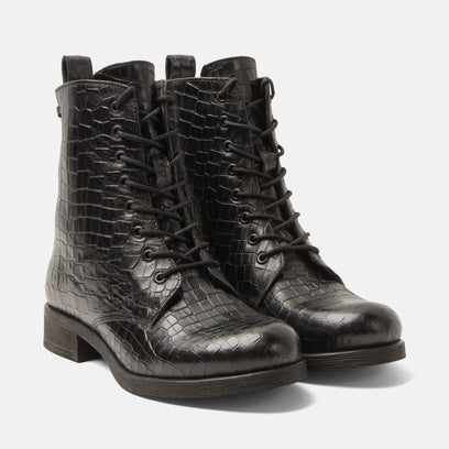 Nella Dames Veterboots Leer Black
