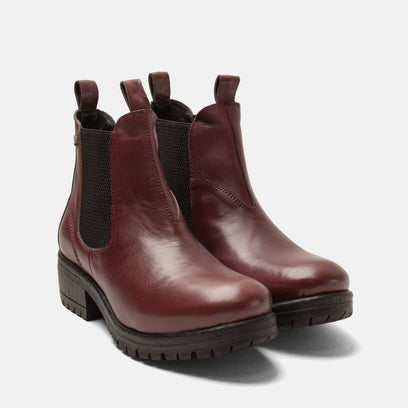 Lia Dames Chelsea Boots Leer Burgundy