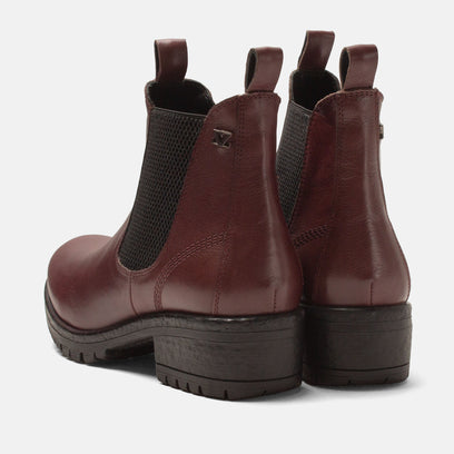 Lia Dames Chelsea Boots Leer Burgundy