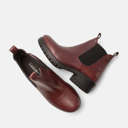 Lia Dames Chelsea Boots Leer Burgundy