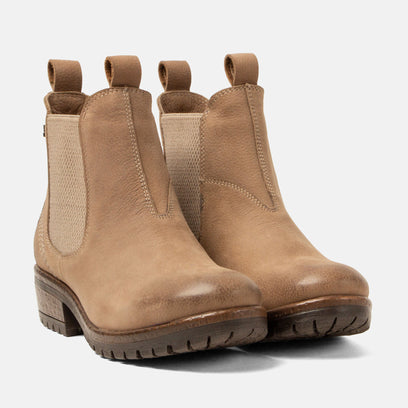 Lia Dames Chelsea Boots Leer Taupe