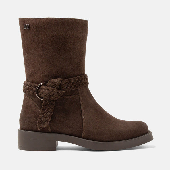 Noor Dames Enkellaarsjes Suede Brown