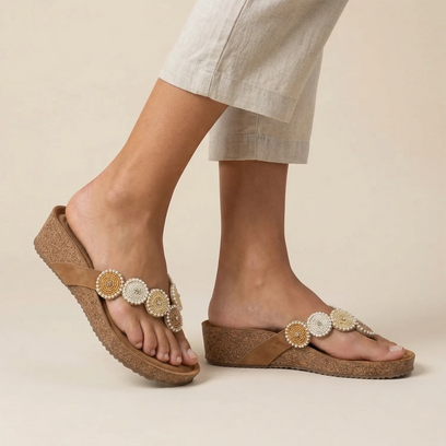 Mare Dames Teenslippers Suede Beige