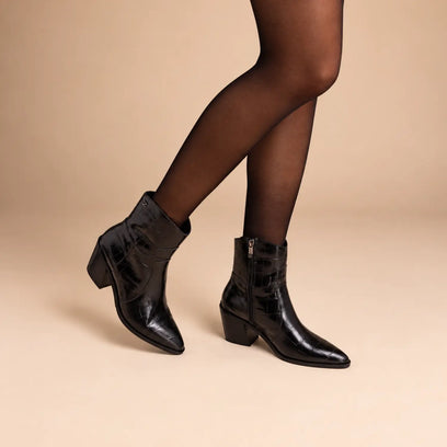 Ot Dames Enkellaarsjes Leer Black