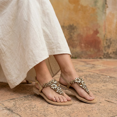 Sil Dames Sandalen Leer Gold