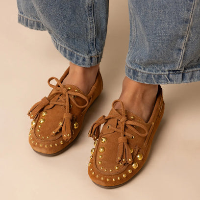 Stella Dames Mocassins Suede Cognac