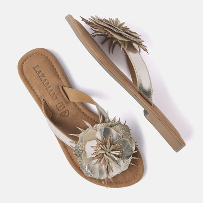 Lily Leren Dames Slippers Gold